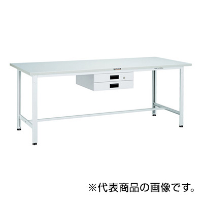 トラスコ TRUSCO 軽量作業台 薄型2段引出し付 ホワイト 1800×900×740mm RAE-1809UDK2W 770-2868 (商品コード：161063)