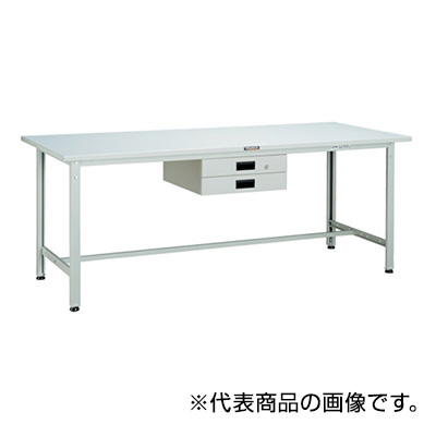 トラスコ TRUSCO 軽量作業台 薄型2段引出し付 ホワイト 1800×900×740mm SAE-1809UDK2 W 454-6687 (商品コード：161065)