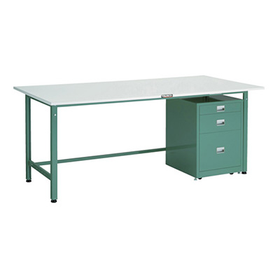 トラスコ TRUSCO 軽量作業台 3段キャビネット付 グリーン 1800×900×740mm AE-1809UDC111 466-7255 (商品コード：161073)