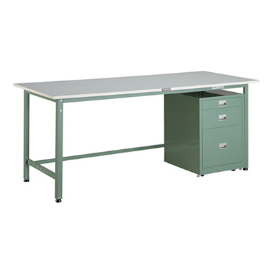 トラスコ TRUSCO 軽量作業台 3段キャビネット付 グリーン 1800×900×740mm RAE-1809UDC111 467-2194 (商品コード：161075)