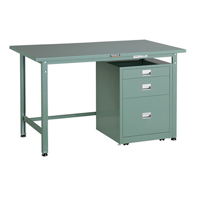 トラスコ TRUSCO 軽量作業台 3段キャビネット付 グリーン 1200×750×740mm SAE-1200UDC111 467-2801 (商品コード：161076)