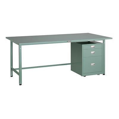 トラスコ TRUSCO 軽量作業台 3段キャビネット付 グリーン 1800×900×740mm SAE-1809UDC111 467-2828 (商品コード：161077)