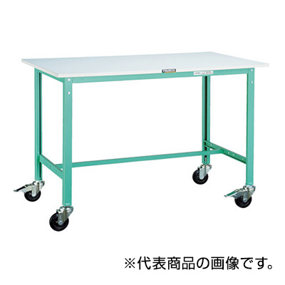 トラスコ TRUSCO 軽量作業台 φ100mmキャスター付 ヤンググリーン 900×600×847mm RAE-0960C100 YG 454-5206 (商品コード：161110)