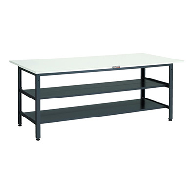 トラスコ TRUSCO 軽量作業台 下棚2枚・中棚2枚付 ダークグレー 1800×900×740mm LEWR-1809LTW 467-1384 (商品コード：161217)