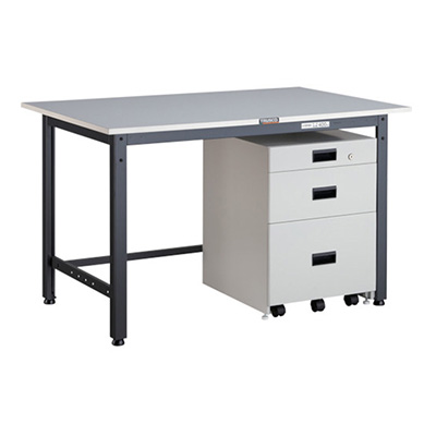 トラスコ TRUSCO 軽量作業台 3段キャビネット付 ダークグレー 1200×750×740mm LEWR-1200UDK111 467-1180 (商品コード：161239)