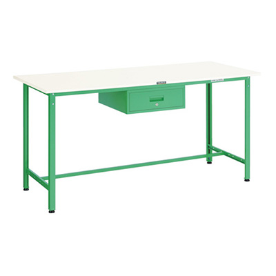 トラスコ TRUSCO 軽量立ち作業台 1段引出し付 ヤンググリーン 1800×750×900mm HAE-1800F1 YG 466-9649 (商品コード：161319)