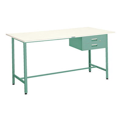 トラスコ TRUSCO 軽量立ち作業台 2段引出し付 グリーン 1800×750×900mm HAE-1800F2 278-4939 (商品コード：161325)