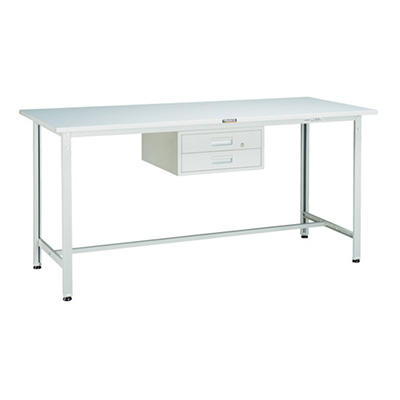 トラスコ TRUSCO 軽量立ち作業台 2段引出し付 ホワイト 900×600×900mm HRAE-0960F2 W 770-2167 (商品コード：161333)