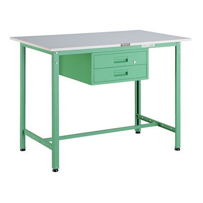 トラスコ TRUSCO 軽量立ち作業台 2段引出し付 ヤンググリーン 900×600×900mm HRAE-0960F2 YG 467-0078 (商品コード：161345)