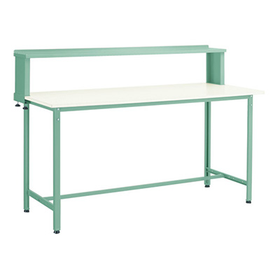 トラスコ TRUSCO 軽量立ち作業台 上棚付 グリーン 1800×900×1204mm HAE-1809YURB 466-9819 (商品コード：161350)