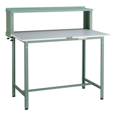 トラスコ TRUSCO 軽量立ち作業台 上棚付 グリーン 900×600×1204mm HRAE-0960YURB 467-0116 (商品コード：161351)