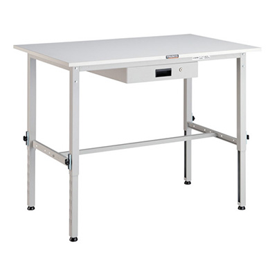 トラスコ TRUSCO 高さ調節式作業台 薄型1段引出し付 ホワイト 900×600×650～950mm AEM-0960UDK1 W 466-7417 (商品コード：161432)