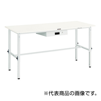 トラスコ TRUSCO 高さ調節式作業台 薄型1段引出し付 ホワイト 900×600×650～950mm SAEM-0960UDK1 W 454-6750 (商品コード：161436)