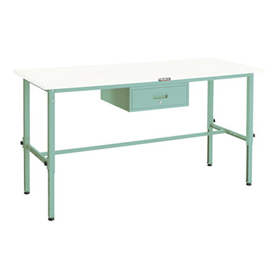 トラスコ TRUSCO 高さ調節式作業台 1段引出し付 グリーン 900×600×650～950mm AEM-0960F1 285-0737 (商品コード：161444)