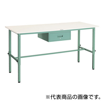 トラスコ TRUSCO 高さ調節式作業台 1段引出し付 グリーン 1800×900×650～950mm AEM-1809F1 285-0834 (商品コード：161445)