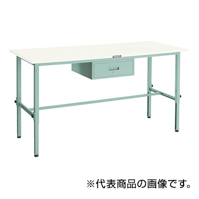 トラスコ TRUSCO 高さ調節式作業台 1段引出し付 ホワイト 1800×900×650～950mm AEM-1809F1 W 454-3360 (商品コード：161451)