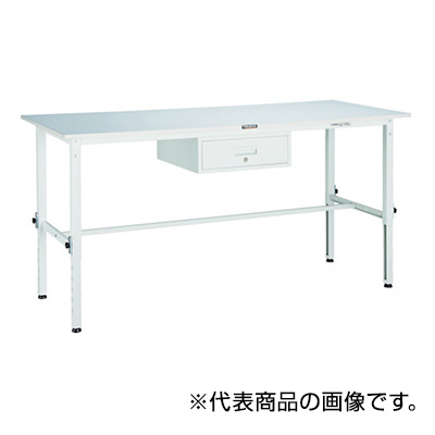 トラスコ TRUSCO 高さ調節式作業台 1段引出し付 ホワイト 900×600×650～950mm RAEM-0960F1 W 770-2892 (商品コード：161452)