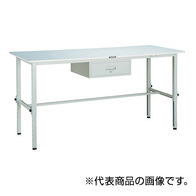 トラスコ TRUSCO 高さ調節式作業台 1段引出し付 ホワイト 1800×900×650～950mm RAEM-1809F1 W 454-5885 (商品コード：161453)
