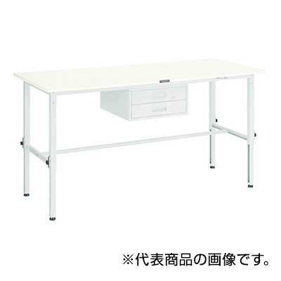 トラスコ TRUSCO 高さ調節式作業台 2段引出し付 グリーン 1800×900×650～950mm AEM-1809F2 775-8308 (商品コード：161464)