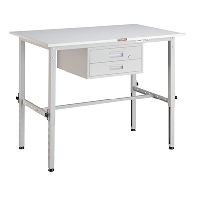 トラスコ TRUSCO 高さ調節式作業台 2段引出し付 ホワイト 900×600×650～950mm AEM-0960F2 W 466-7395 (商品コード：161468)