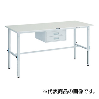 トラスコ TRUSCO 高さ調節式作業台 2段引出し付 ホワイト 1800×900×650～950mm RAEM-1809F2 W 467-2500 (商品コード：161473)
