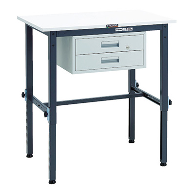トラスコ TRUSCO 高さ調節式作業台 2段引出し付 ダークグレー 900×600×650～950mm AEM-0960F2 DG 868-8622 (商品コード：161474)