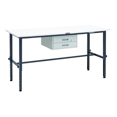 トラスコ TRUSCO 高さ調節式作業台 2段引出し付 ダークグレー 1800×750×650～950mm AEM-1800F2 DG 868-8636 (商品コード：161475)