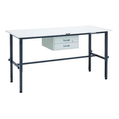 トラスコ TRUSCO 高さ調節式作業台 2段引出し付 ダークグレー 1800×750×650～950mm RAEM-1800F2 DG 868-8746 (商品コード：161478)