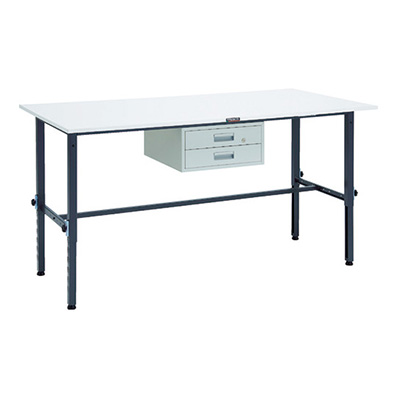 トラスコ TRUSCO 高さ調節式作業台 2段引出し付 ダークグレー 1800×900×650～950mm RAEM-1809F2 DG 868-8753 (商品コード：161479)