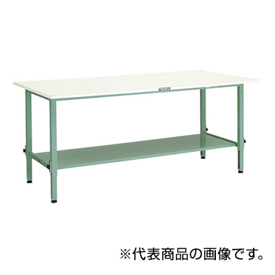 トラスコ TRUSCO 高さ調節式作業台 下棚2枚付 グリーン 1800×900×650～950mm RAEM-1809LT2 467-2518 (商品コード：161483)