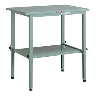 トラスコ TRUSCO 高さ調節式作業台 下棚2枚付 グリーン 900×600×650～950mm SAEM-0960LT2 467-2844 (商品コード：161484)