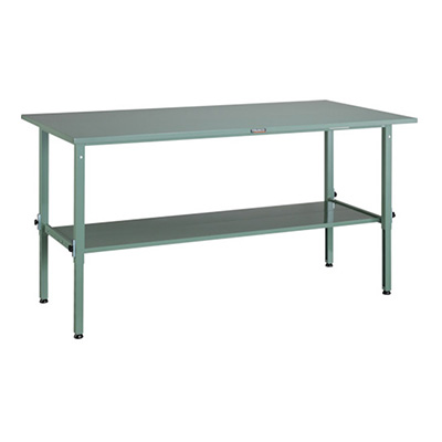 トラスコ TRUSCO 高さ調節式作業台 下棚2枚付 グリーン 1800×900×650～950mm SAEM-1809LT2 467-2879 (商品コード：161485)