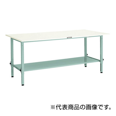 トラスコ TRUSCO 高さ調節式作業台 下棚2枚付 ホワイト 1800×900×650～950mm AEM-1809LT2 W 454-3378 (商品コード：161487)