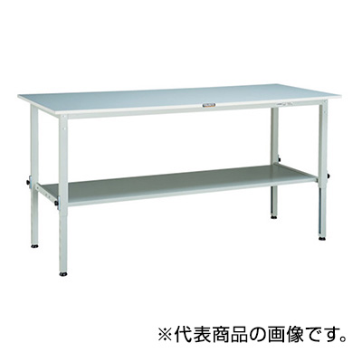 トラスコ TRUSCO 高さ調節式作業台 下棚2枚付 ホワイト 1800×900×650～950mm SAEM-1809LT2 W 454-6920 (商品コード：161491)