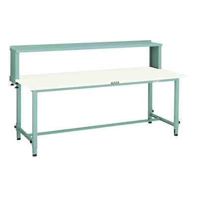 トラスコ TRUSCO 高さ調節式作業台 上棚付 グリーン 900×600×954～1254mm AEM-0960YURB 770-1829 (商品コード：161498)