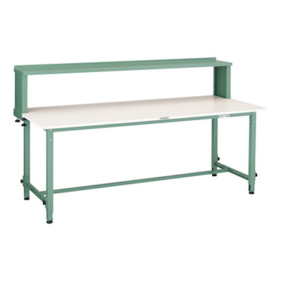 トラスコ TRUSCO 高さ調節式作業台 上棚付 グリーン 1800×750×954～1254mm AEM-1800YURB 289-1239 (商品コード：161499)