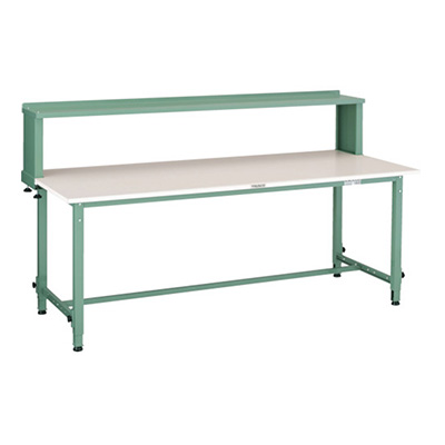 トラスコ TRUSCO 高さ調節式作業台 上棚付 グリーン 1800×750×954～1254mm RAEM-1800YURB 289-1271 (商品コード：161502)