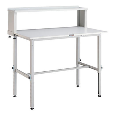 トラスコ TRUSCO 高さ調節式作業台 上棚付 ホワイト 900×600×954～1254mm AEM-0960YURB W 466-7433 (商品コード：161504)