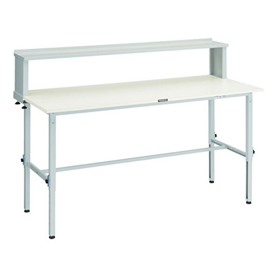 トラスコ TRUSCO 高さ調節式作業台 上棚付 ホワイト 1800×750×954～1254mm AEM-1800YURB W 466-7611 (商品コード：161505)