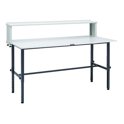 トラスコ TRUSCO 高さ調節式作業台 上棚付 ダークグレー 1800×900×954～1254mm RAEM-1809YURB DG 868-8755 (商品コード：161515)