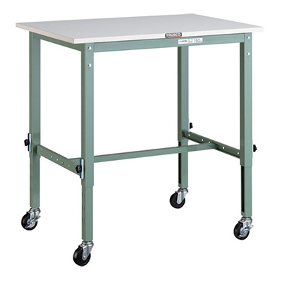 トラスコ TRUSCO 高さ調節式作業台 キャスター付 グリーン 900×600×719～1019mm AEM-0960C75 285-0621 (商品コード：161516)