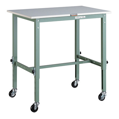 トラスコ TRUSCO 高さ調節式作業台 キャスター付 グリーン 900×600×718～1018mm RAEM-0960C75 467-2259 (商品コード：161518)