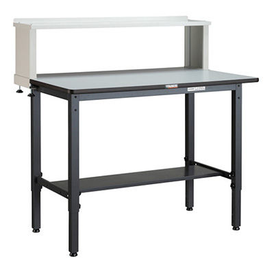 トラスコ TRUSCO 高さ調節式作業台 上棚付 ダークグレー 900×600×1004～1214mm AWMR-0960YURB 466-7859 (商品コード：161543)