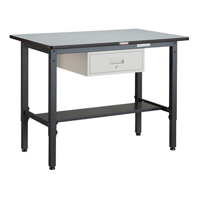 トラスコ TRUSCO 高さ調節式作業台 1段取出し付 ダークグレー 900×600×700～910mm AWMP-0960F1 301-5734 (商品コード：161546)