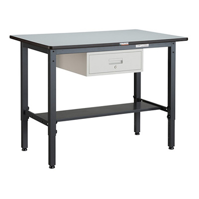 トラスコ TRUSCO 高さ調節式作業台 1段取出し付 ダークグレー 900×600×700～910mm AWMR-0960F1 301-5769 (商品コード：161549)