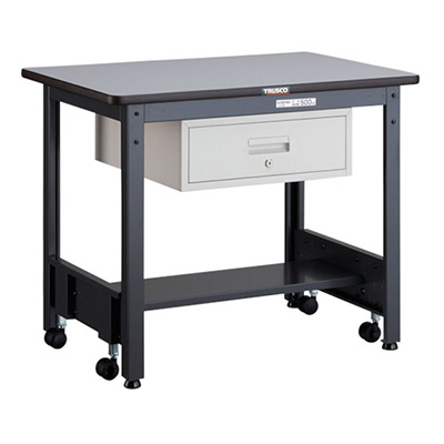 トラスコ TRUSCO キャスターフリー作業台 1段引出し付 ダークグレー 900×600×740mm CFWP-0960F1 277-9421 (商品コード：161564)