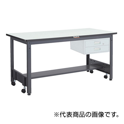 トラスコ TRUSCO キャスターフリー作業台 2段引出し付 ダークグレー 1800×900×740mm CFWP-1890F2 277-9731 (商品コード：161571)