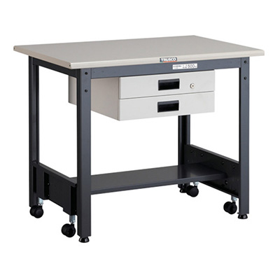 トラスコ TRUSCO キャスターフリー作業台 薄型2段引出し付 ダークグレー 900×600×740mm CFWS-0960UDK2 466-8049 (商品コード：161580)