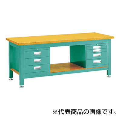 トラスコ TRUSCO 重量作業台 3段・4段キャビネット付 グリーン 1800×900×740mm TW-1809D3D4 467-3361 (商品コード：161745)