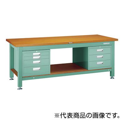 トラスコ TRUSCO 重量作業台 3段・4段キャビネット付 グリーン 1200×750×740mm RTW-1200D3D4 770-2922 (商品コード：161746)